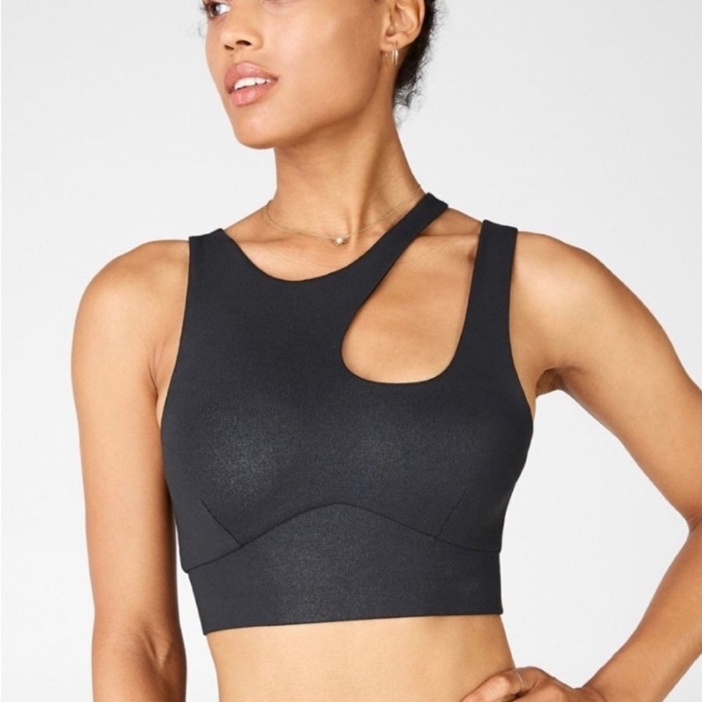 Fabletics Black Cutout Asymmetrical Sports Bra. NWOT